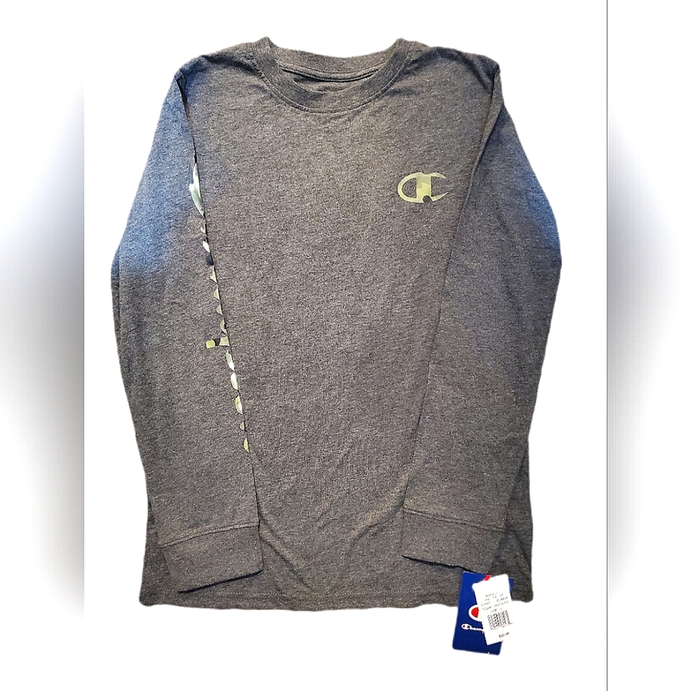 NEW W/ TAG ~ Boys CHAMPION Long Sleeve T ~ Charcoal Gray ~ Size Large